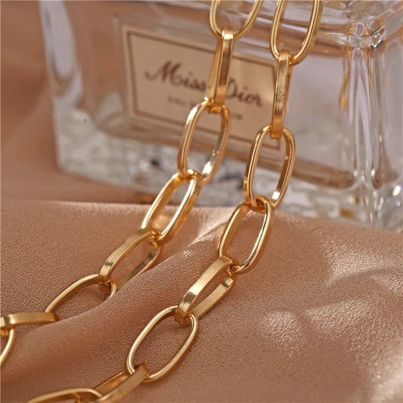 New Fashion Big Necklace for Women Punk Rock Twist Gold Silver Color Chunky Thick Lock Choker Chain Necklaces Party Jewelry