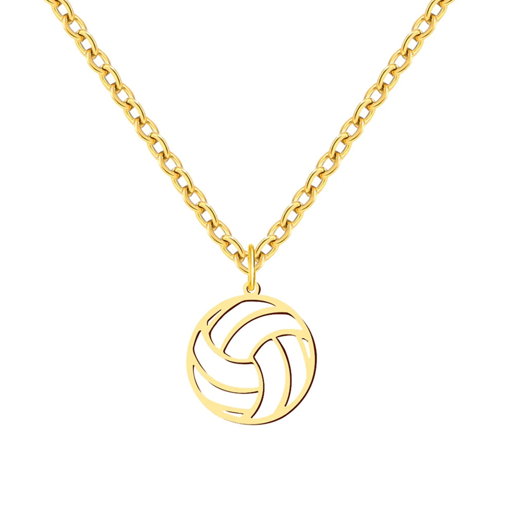 Stainless Steel Necklaces Beach Volleyball Hollow Ball Pendant Chain Collar Fashion Necklace For Women Men Jewelry Party Gifts