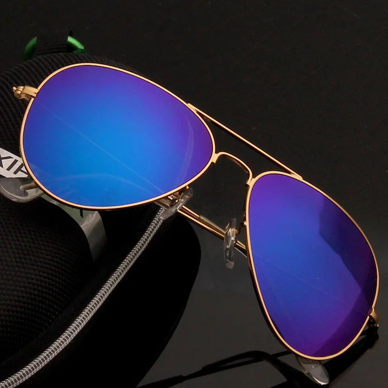 2024 New Double Bridge Aviation Sunglasse Woman Aviat Alloy Frame Polit Mirror Sun Glasses Female Male UV400 Eyewear for Men