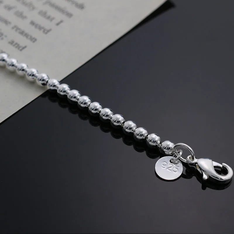 fashion Elegant Gold plated silver color 4MM beads chain women Letter cute Bracelet high quality Gorgeous jewelry