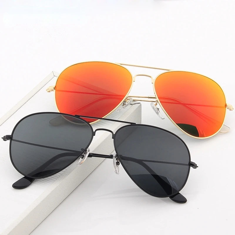 2024 New Double Bridge Aviation Sunglasse Woman Aviat Alloy Frame Polit Mirror Sun Glasses Female Male UV400 Eyewear for Men