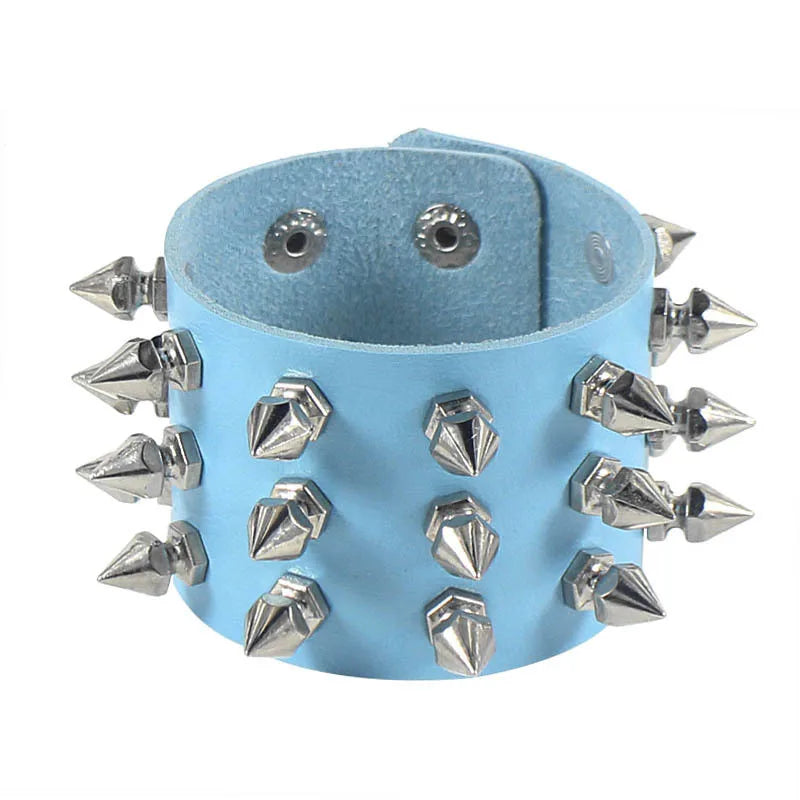 2022 New PU Leather Bracelet Punk Bracelet Adjustable Skull Goth Cuff Bracelet Gothic Rivet Buckle Wristband for Men Women