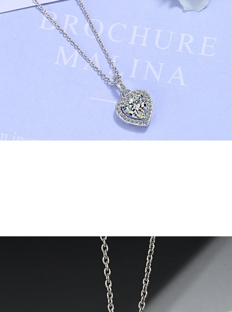 925 Sterling Silver Zircon Heart Pendants Necklaces For Women Luxury Designer Jewelry Gift Female  Items GaaBou