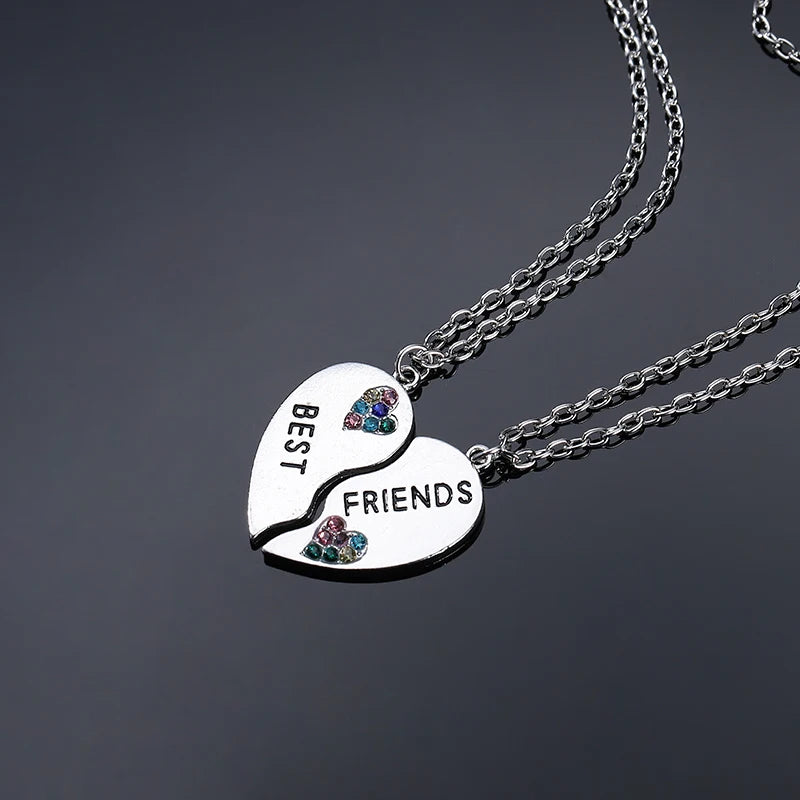 Fashion Best Friends Honey Love Couple Pendant Necklace 2 Pcs/ Set Chain Choke Broken Heart BFF Good Friendship Jewelry Gift