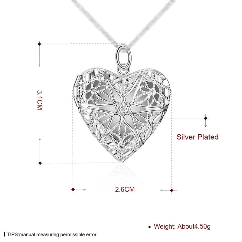 DOTEFFIL 925 Sterling Silver Photo Frame Pendant Necklace 18/20/22/24 Inch Snake Chain For Woman Charm Wedding Fashion Jewelry