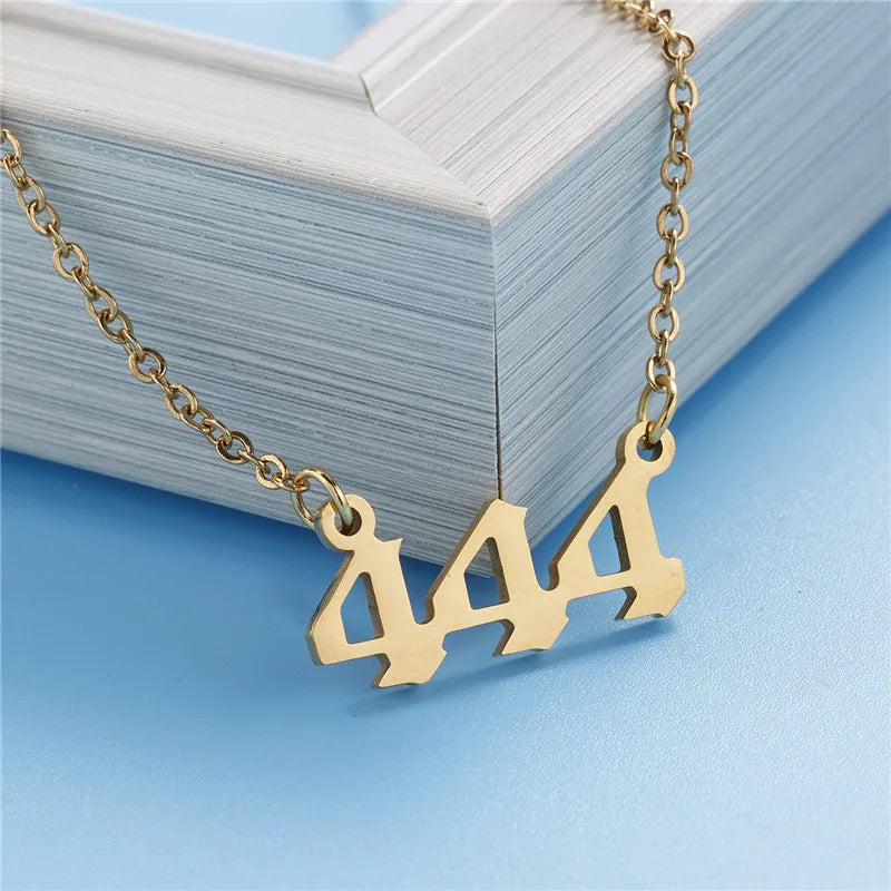 Stainless Steel Angel Number Lucky Numbers Necklaces 111 222 333 444 555 777 888 999 666 000 Pendant Necklace Charms Jewelry