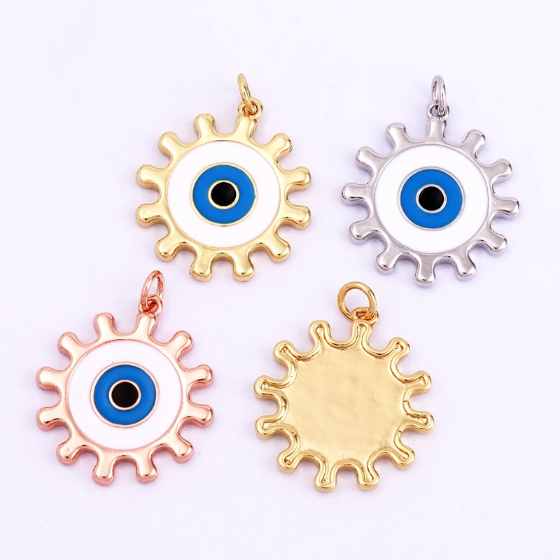 Evil Eye Charm Pendant,18K Real Gold Plated Cubic Zirconia CZ Paved Religours,Jewelry Necklace Bracelet Accessories Supplies K09