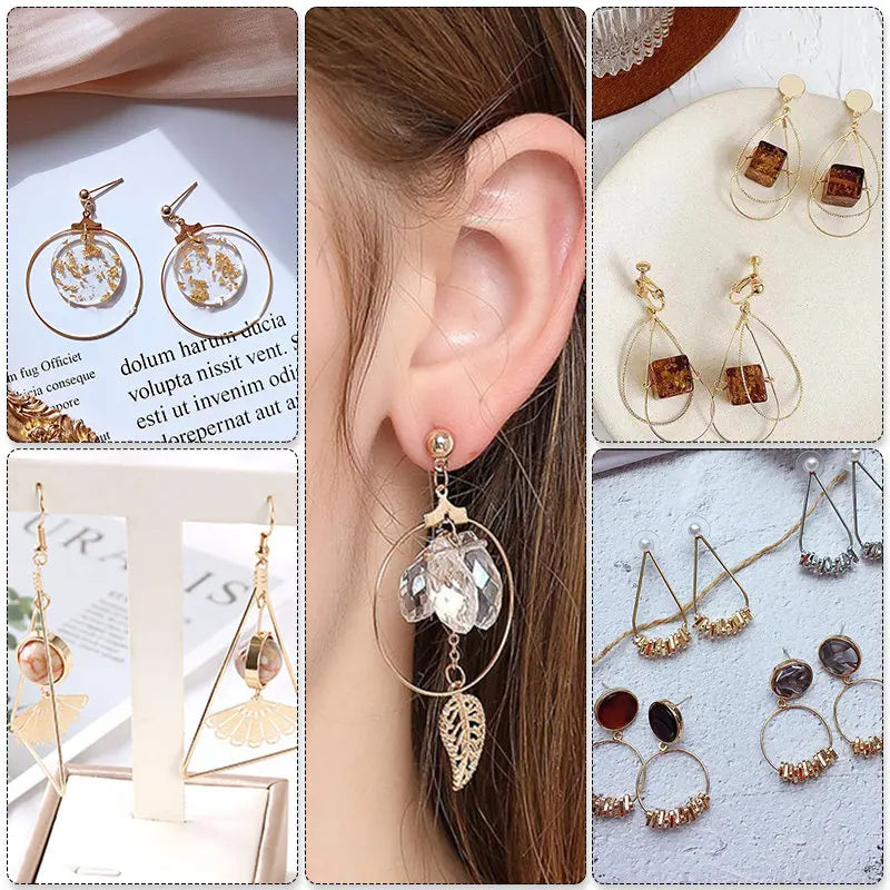 20-108PCS Earring Kit DIY Jewellery Making Supplies Silver Gold Color Copper Hoops Earrings Set  with Storage Box Ear Hooks