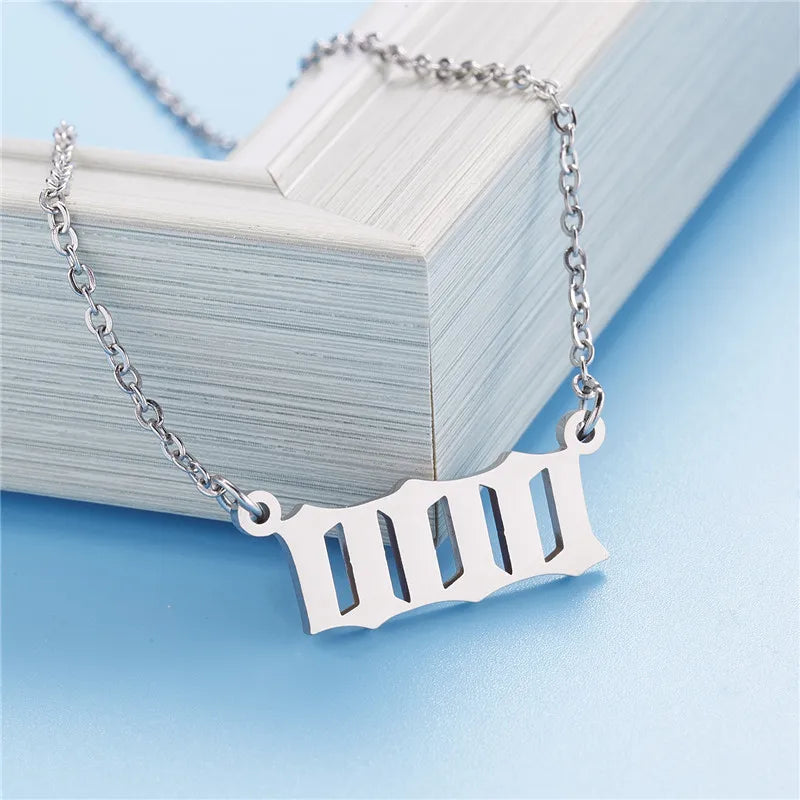 Stainless Steel Angel Number Lucky Numbers Necklaces 111 222 333 444 555 777 888 999 666 000 Pendant Necklace Charms Jewelry