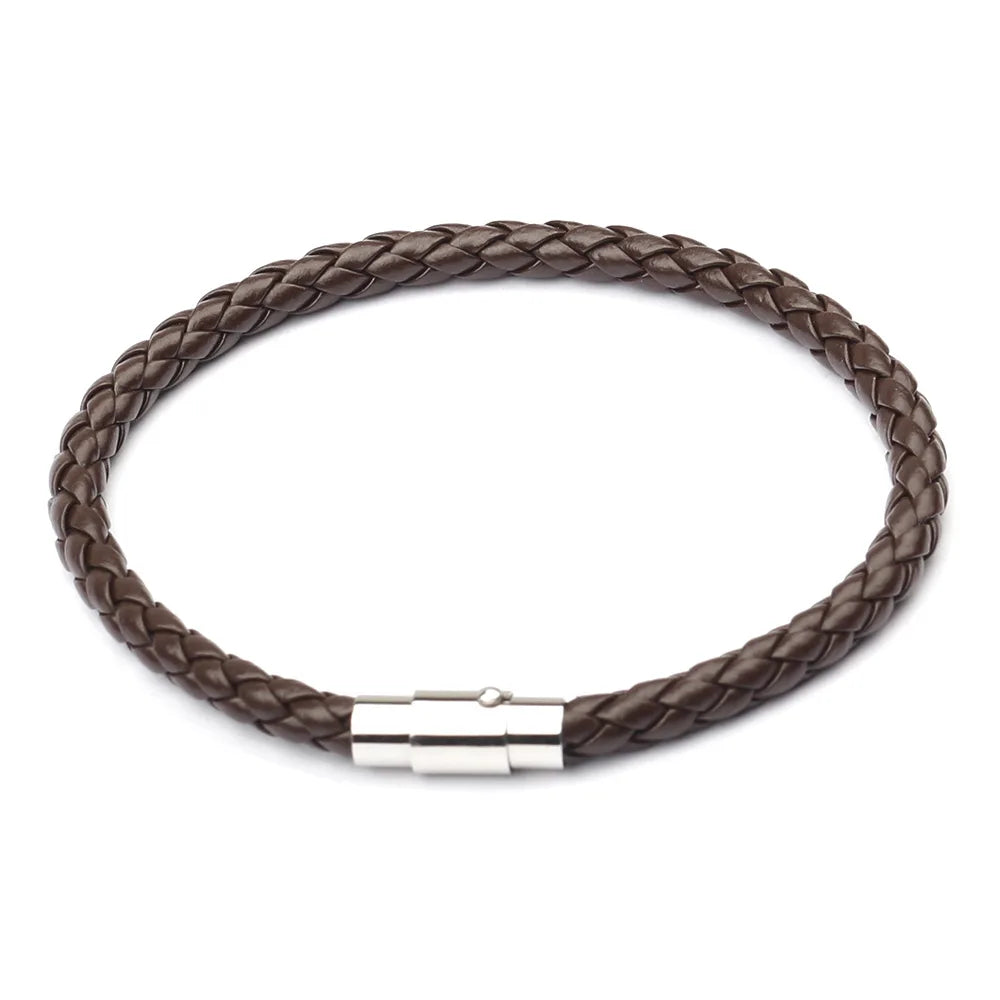 High Quality Rope Leather Bracelet Men Women Stainless Steel Magnetic Clasp Summer Style Male Bracelets Bangles Jewelry SL019