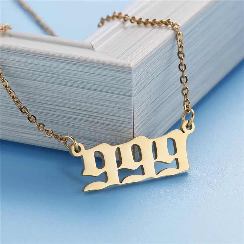 Stainless Steel Angel Number Lucky Numbers Necklaces 111 222 333 444 555 777 888 999 666 000 Pendant Necklace Charms Jewelry