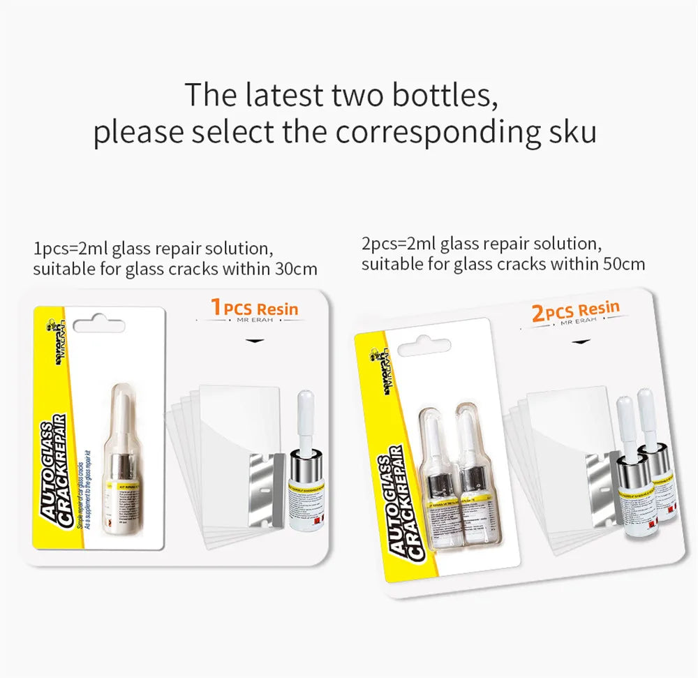 Car Window Repair Fluid Cracked Glass Scratch Repair Kit Windshield Repair Liquid for Car Auto Window Glasss Crack Restore Tool