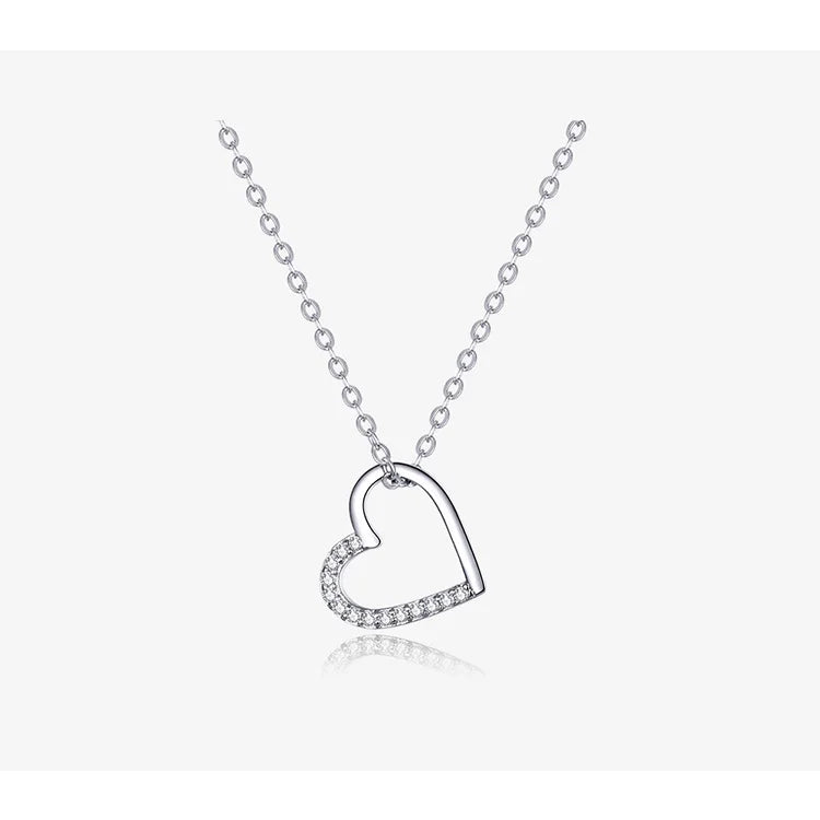 BAMOER Genuine 925 Sterling Silver The shape of love Chain Necklace for Women, Godl Plated Heart Necklace 3 Color 18.11''