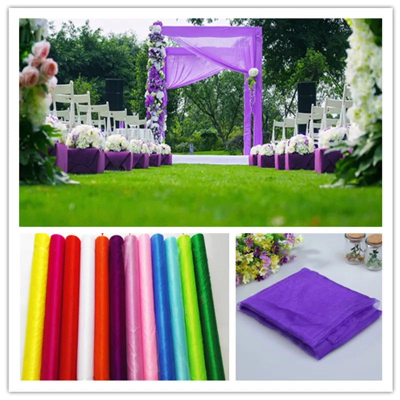 Cheap!5m/10m Sheer Crystal Organza Tulle Roll Fabric For Draping Wedding Ceremony Party Home Decoration Wedding flowers arch 6z