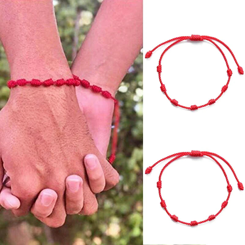 10PCS Handmade 7 Knots Red String Bracelet For Couple Protection Good Luck Amulet for Success Rope Braided Bracelet Jewelry Gift