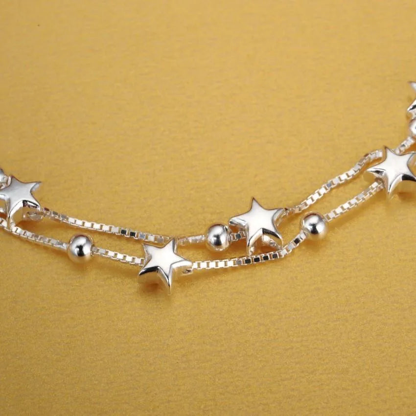 Fine 925 sterling silver Chain stars Bracelets for women Charms fashion designer party Wedding Jewelry Holiday gifts