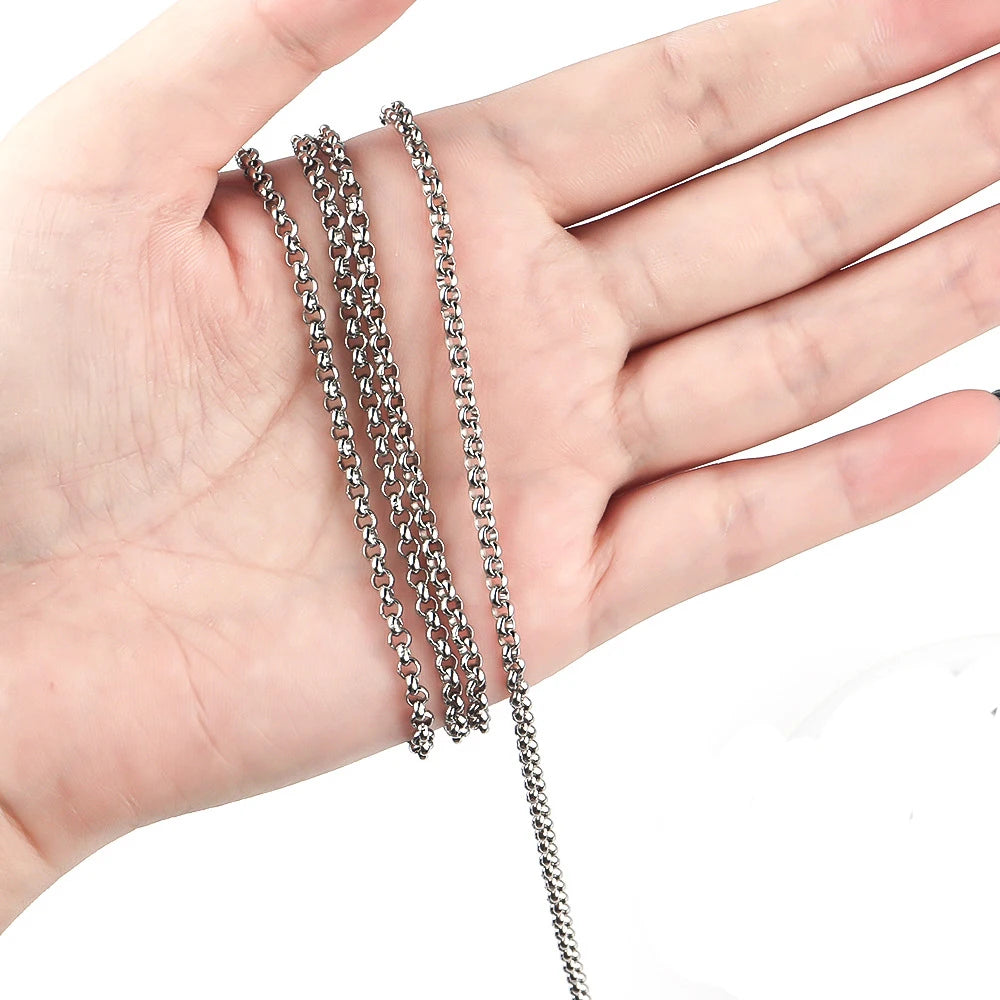 Fashion New Width 2mm-5mm Stainless Steel Round Pearl Chain Necklace DIY Jewelry Bracelet Necklace Dropship Wholesale