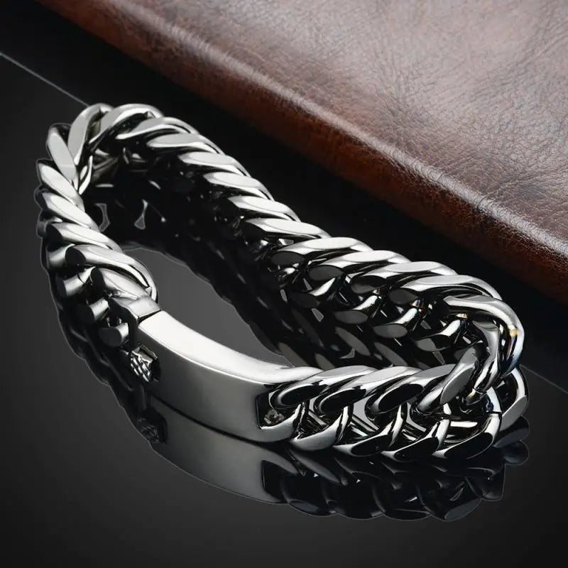 New Trendy Cuban Chain Bracelet Men's Bracelet Fashion Metal Gold-Plated Bolt Chain Bracelet Accessories Party Jewelry