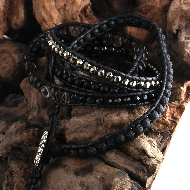 RH Fashion Handma Bohemian Jewelry Boho Bracelet Mixed Natural Stones Charm 5 Strands Wrap Bracelets Gift DropShipping