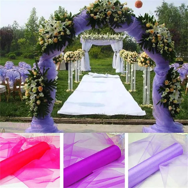 Cheap!5m/10m Sheer Crystal Organza Tulle Roll Fabric For Draping Wedding Ceremony Party Home Decoration Wedding flowers arch 6z