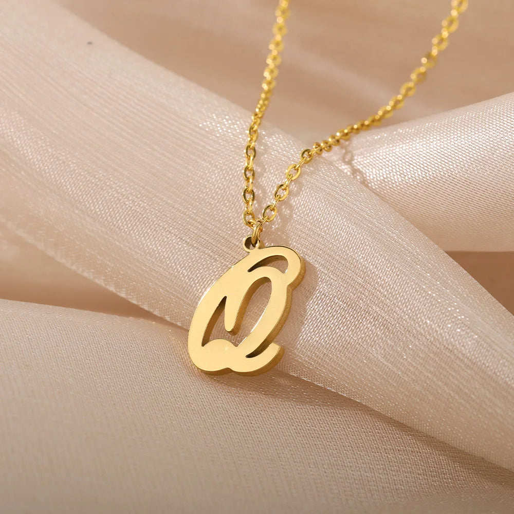 Dainty Initial Letter Necklaces For Women Gold Color Minimalist  Stainless Steel Initial Necklace Femme Wedding Jewelry Gift