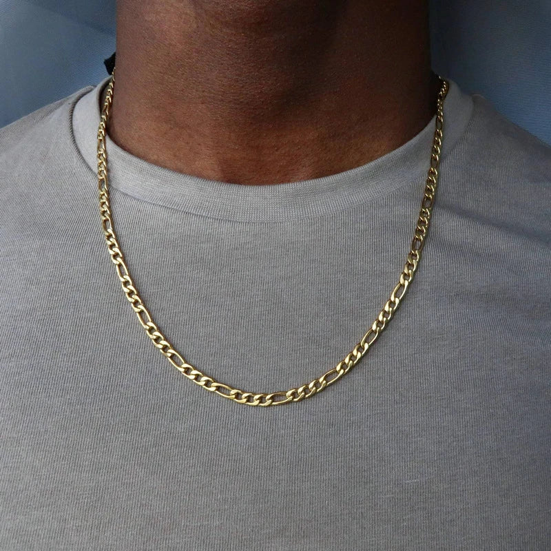 Fashion New Figaro Chain Necklace Men 3mm Stainless Steel Gold Color Long Necklace For Men Jewelry Gift Collar Hombres