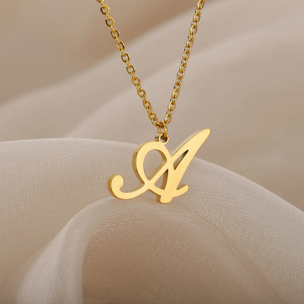 Dainty Initial Letter Necklaces For Women Gold Color Minimalist  Stainless Steel Initial Necklace Femme Wedding Jewelry Gift