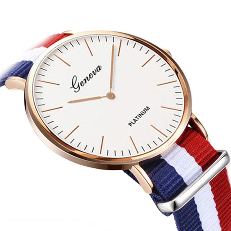 2020 Hot Selling Men Watches Fashion Men Wristwatch Geneva Nylon Strap Quartz Watch Casual Unisex Watch Clearance Sale Dropship