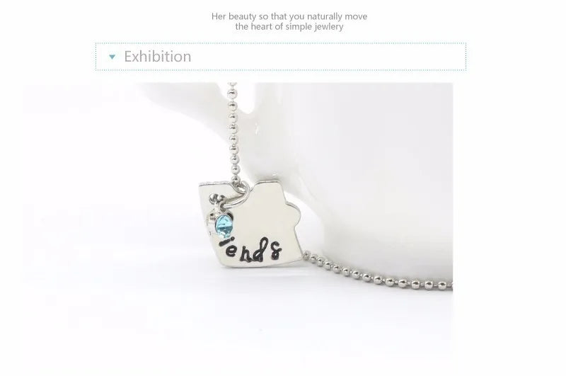 3 Pieces / Set Of Best Friends Forever Letter Pendant Commemorative Friendship 3 Color Rhinestone Chain Necklace