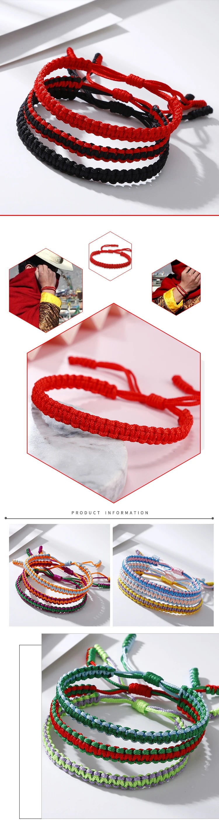 Ethnic Tibetan Buddha Woven Amulet Multicolor Bracelets & Bangles For Women Men Handmade Rope Buddha Charm Bracelet Friend Gift