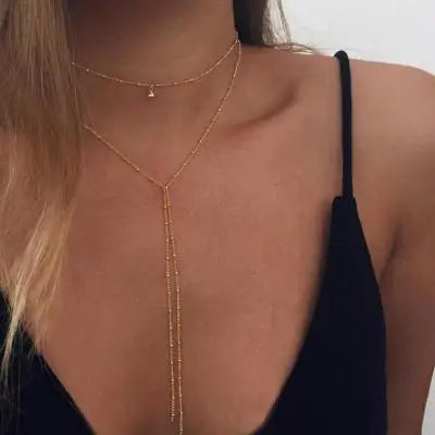 simple Golden Love Heart Necklace For Women Multi-layer Ball Neck Necklace Collier Necklace Ras Du Cou Femme Statement Necklace