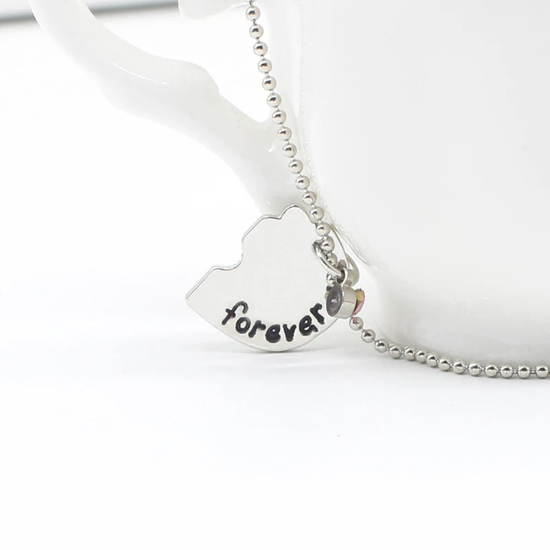 3 Pieces / Set Of Best Friends Forever Letter Pendant Commemorative Friendship 3 Color Rhinestone Chain Necklace