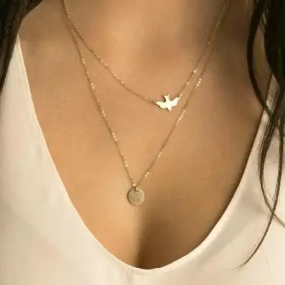 simple Golden Love Heart Necklace For Women Multi-layer Ball Neck Necklace Collier Necklace Ras Du Cou Femme Statement Necklace