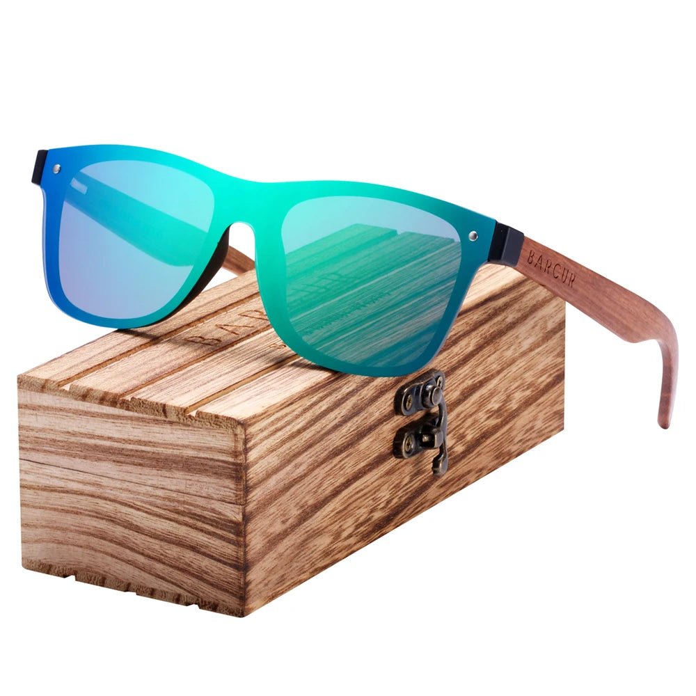 BARCUR Sunglasses Men Wood Sun glasses for men Sports Eyewear Square Sunglasses Women Oculos de sol masculino