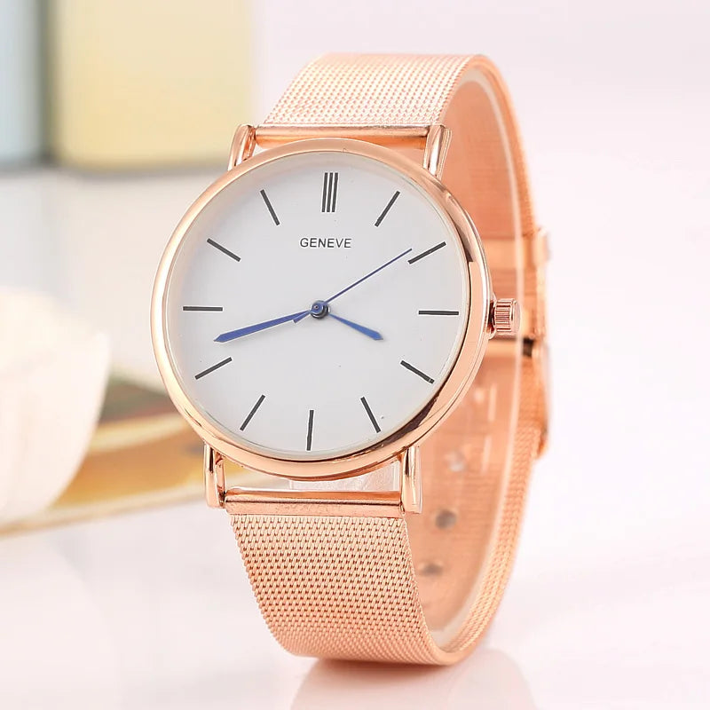 2024 New Famous Brand Silver Casual Geneva Quartz Watch Women Metal Mesh Stainless Steel Dress Watches Relogio Feminino Clock