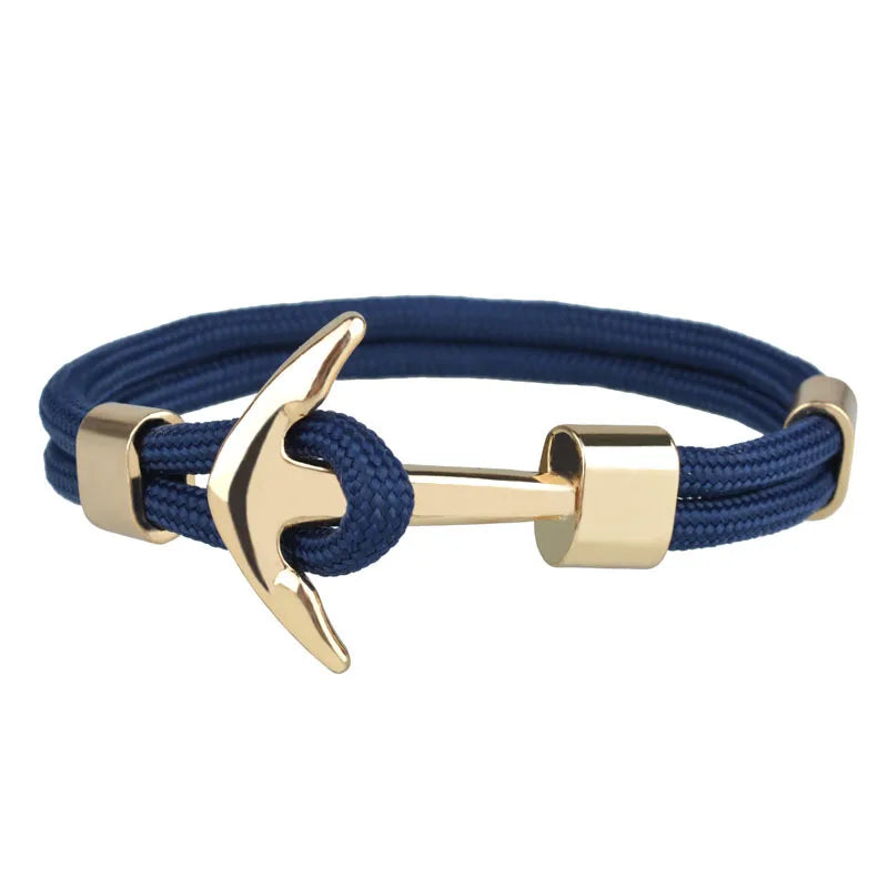 Kirykle Hot Sale Couple Bracelets Fashion Alloy Anchor Bracelets Bangles Braided Polyester Rope Bracelets For Women Men Gifts