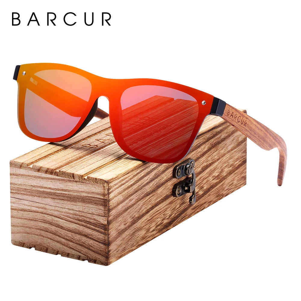 BARCUR Sunglasses Men Wood Sun glasses for men Sports Eyewear Square Sunglasses Women Oculos de sol masculino