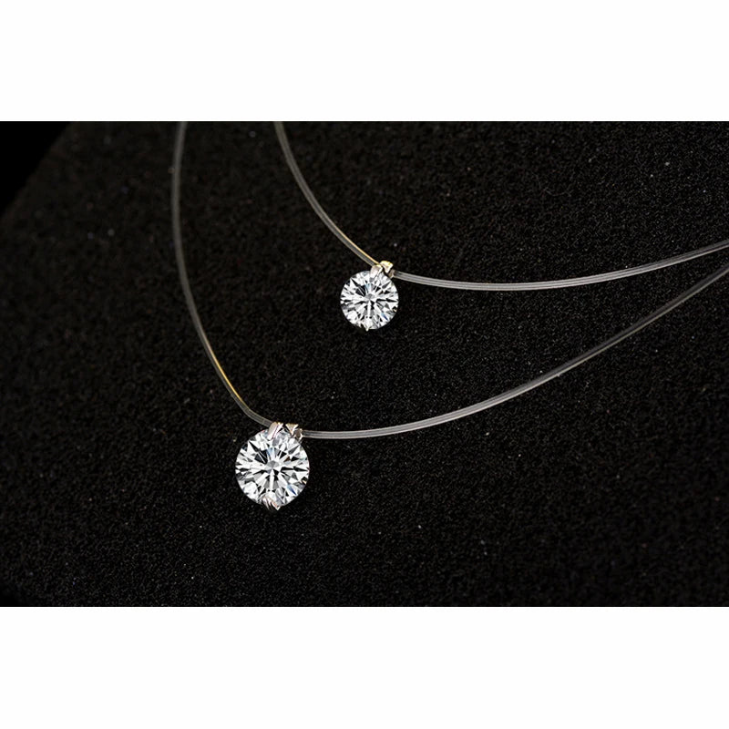 Top Quality Single White Crystals Pendant Necklace 925 Sterling Silver Summer Girls Women Choker Accessories Wholesale