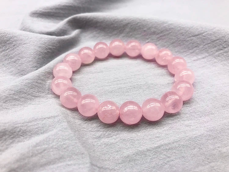 Wholesale Pink Rose Powder crystal Quartz Natural Stone Streche Bracelet Elastic Cord Pulserase Jewelry Beads Lovers woman Gift