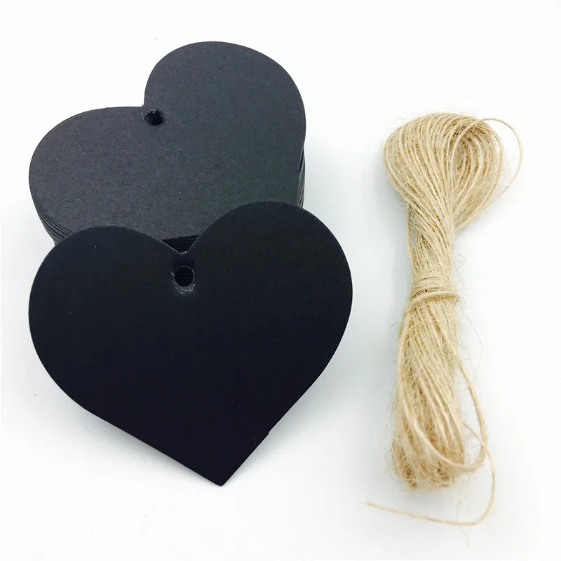 100pcs/lot Heart Shaped White Black Brown Kraft Paper Tags Gardening Labels DIY Wedding Note Blank Craft Gift Tag 6.5*5cm