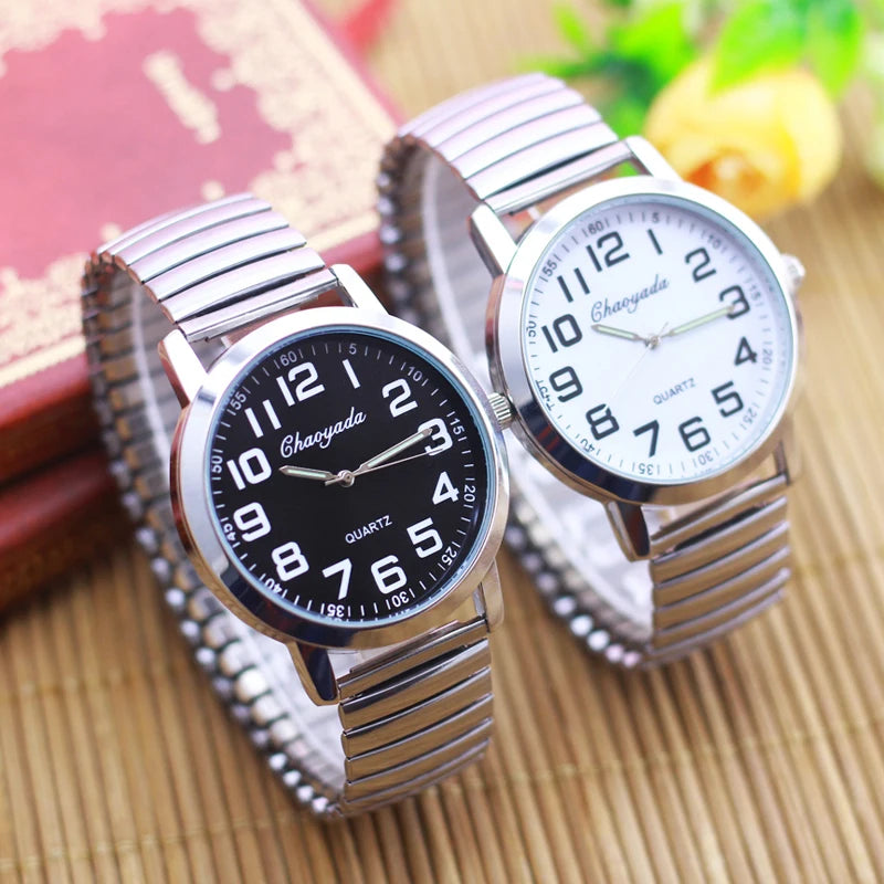 2024 Men Women Couple Lovers Flexible Elastic Strap Quartz Watch Simple Stainless Steel Electronic Luminous Hands Wristwatches