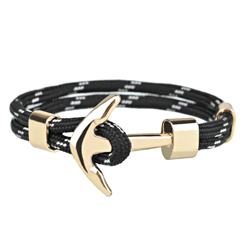 Kirykle Hot Sale Couple Bracelets Fashion Alloy Anchor Bracelets Bangles Braided Polyester Rope Bracelets For Women Men Gifts