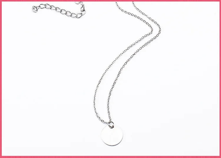 Simple Little Round Metallic Medal Golden Silver Plated Necklace Choker for Women