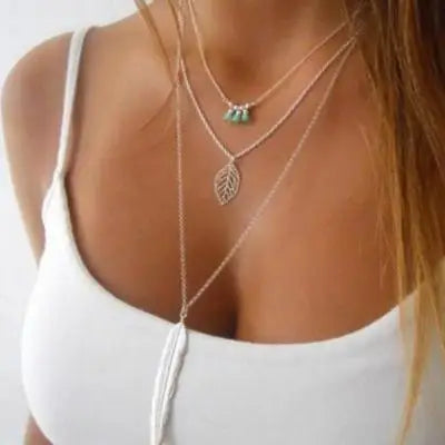 simple Golden Love Heart Necklace For Women Multi-layer Ball Neck Necklace Collier Necklace Ras Du Cou Femme Statement Necklace