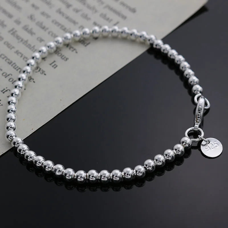 Beautiful fashion Elegant Gold color silver color 4MM beads chain women lady cute Bracelet high quality Gorgeous jewelry H198