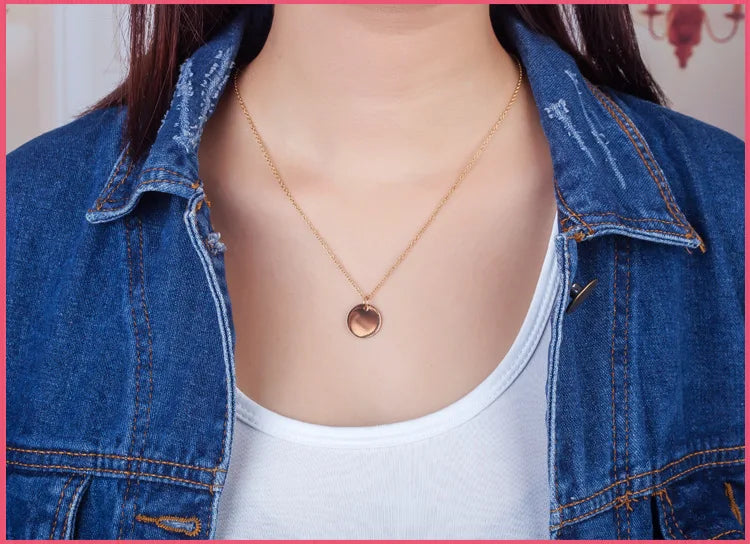 Simple Little Round Metallic Medal Golden Silver Plated Necklace Choker for Women