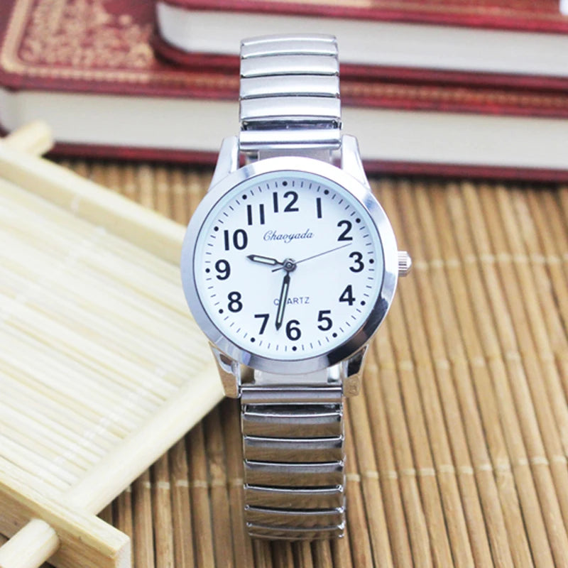 2024 Old Men Women Couples Watches Flexible Elastic Strap Fashion Simple Large Digital Stainless Steel Electronic Wristwatches