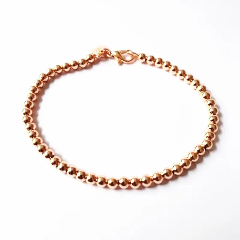 Beautiful fashion Elegant Gold color silver color 4MM beads chain women lady cute Bracelet high quality Gorgeous jewelry H198