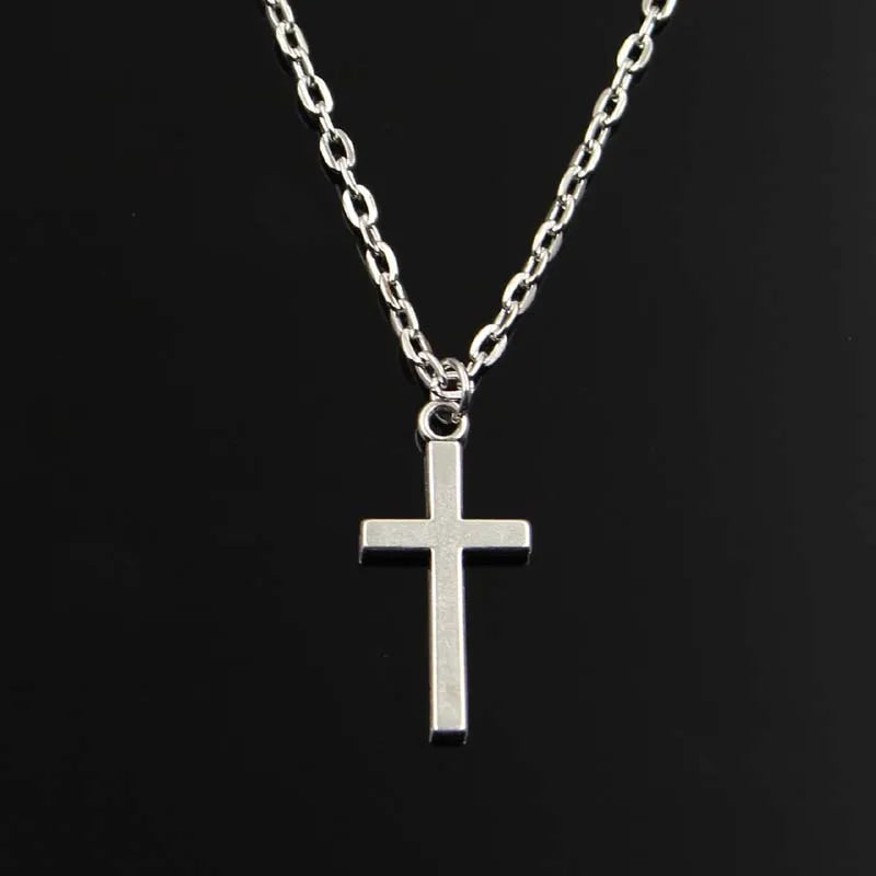 Simple Classic Fashion Double Sided Cross Antique Silver Color Pendant Girl Short Long Chain Necklaces Jewelry For Women