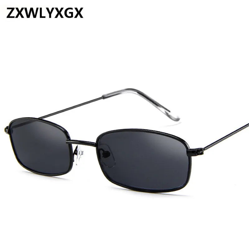 New Small Rectangle Retro Sunglasses Men Brand Designer Red Metal Frame Clear Lens Sun Glasses Women Unisex UV400